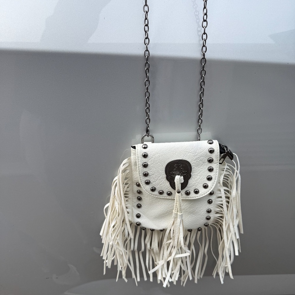 Chic White Fringe Mini Bag